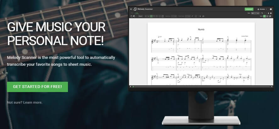 melody scanner sheet music maker interface
